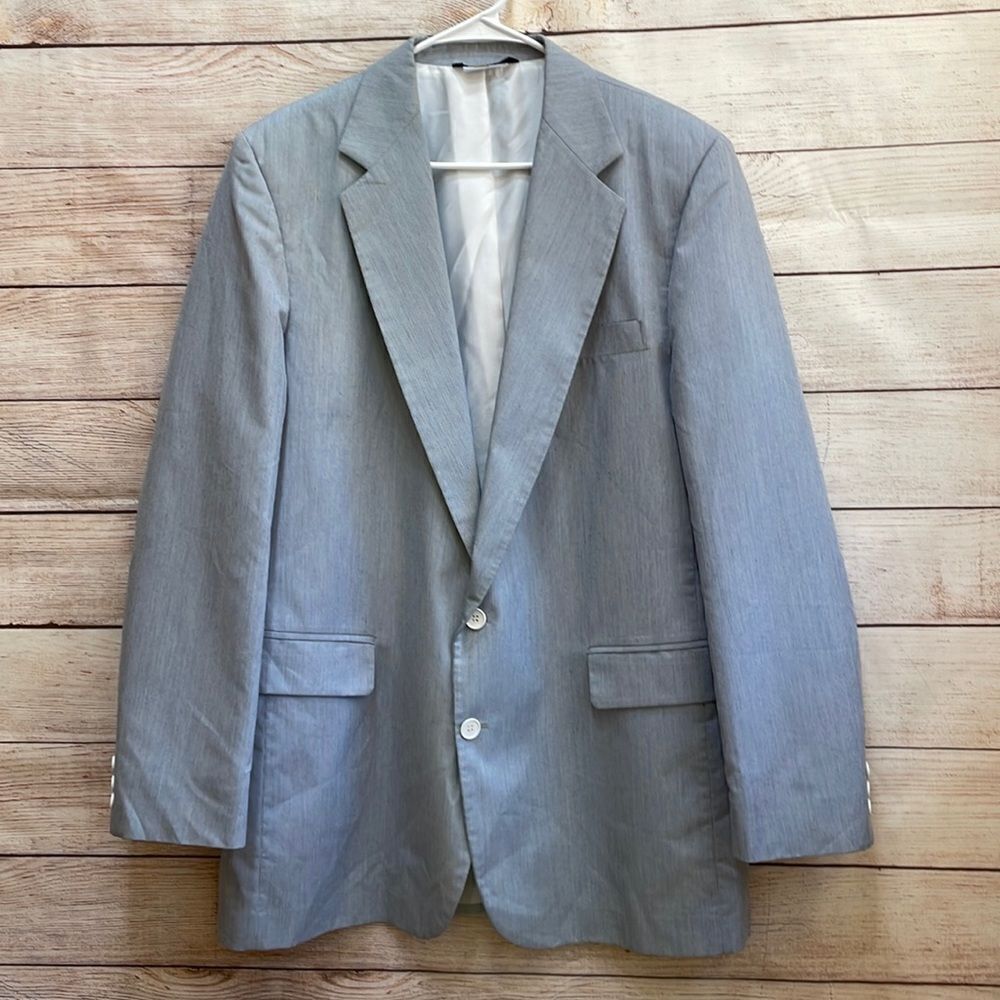 VINTAGE HAGGAR BLAZER IN BLUE AND WHITE PINSTRIPES‎
